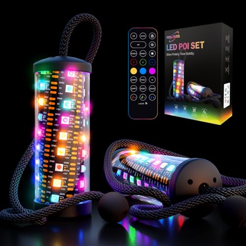 POILOVES Palo LED Poi, 241 modos de luz, recargable por USB, palo mágico brillante con colores personalizables, efecto visual profundo para Flow Arts, festivales rave y actuaciones