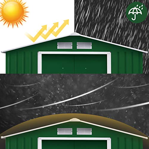 DREAMADE Gerätehaus Metall, Gartenhaus, Geräteschuppen, Metallschuppen 213x127x185 cm, Garten Schuppen inkl… – Bild 5