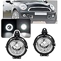 NSLUMO LED DRL Tagfahrlicht, Nebelscheinwerfer passend für Mini Cooper R56 R57 R55 R58 R59 R60 R61 LED Frontstoßstange Halo Ring DLR Fahrlicht 2 Stück DRL mit Halterungen E4-geprüft