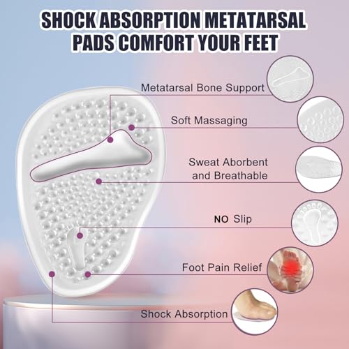 Image of SIIHEA Metatarsal Pads Ball of Foot Cushions, Heel Inserts for Women, Foot Pain High Heel Comfort Shoe Filler, Heel Pads Grips for Shoe Too Big, Loose Shoes, Blisters (2PairsClear)