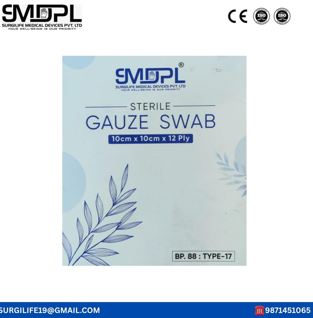 SMDPL Sterile Gauze Swabs, 10cm x 10cm, 12 Ply, Medical Grade SMDPL Sterile Gauze Swabs, 10cm x 10cm, 12 Ply, Medical Grade