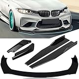 Universal Adjustable Front Bumper Lip Splitter Spoiler Rear Lip Side Skirts Kit for Infiniti/Camaro/Mazda/Subaru/VW/Lexus/Audi/BMW/Benz/Ford/Honda/Toyota Camry (Gloss Black-Round Angle)