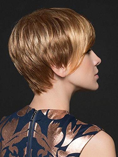 Point Wig Color Hot Aubergine Mix - Ellen Wille Wigs 4.5" Short Asymmetrical Cut Cropped Synthetic Monofilament Crowne Average Cap Sharp Bangs Natural Hairline Peluca Bundle MaxWigs Hairloss Booklet
