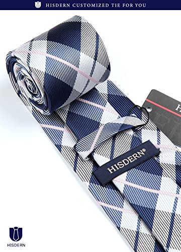 Image of HISDERN Mens Ties Plaid Tie and Pocket Square Set Classic Woven Formal Checkered Neckties & Handkerchief Wedding Party