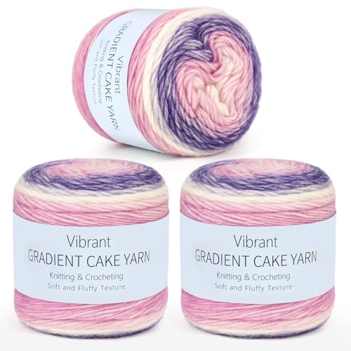 Image of Aeelike Gradient Yarn for Crocheting, 3 Skeins Cake Yarns 100g (3.52 oz) 245m (267 Yards) # 3 Light Weight - Super Soft Ombre Fairyland Yarns for Making Colorful Crafts, Purple Gradient