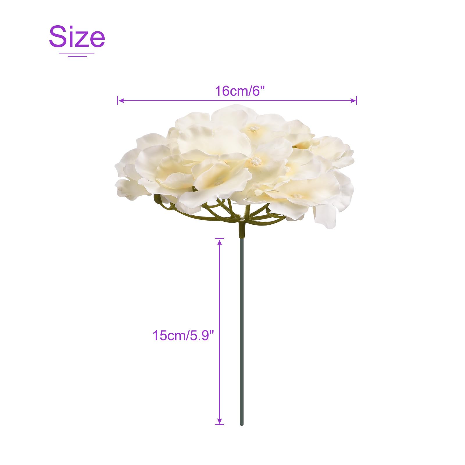 DMiotech 30 Set Beige Silk Artificial Hydrangea Heads Wedding Fake Hydrangea Flowers with Stems for Wedding Vases Flower Walls Gift Decor - Image 3
