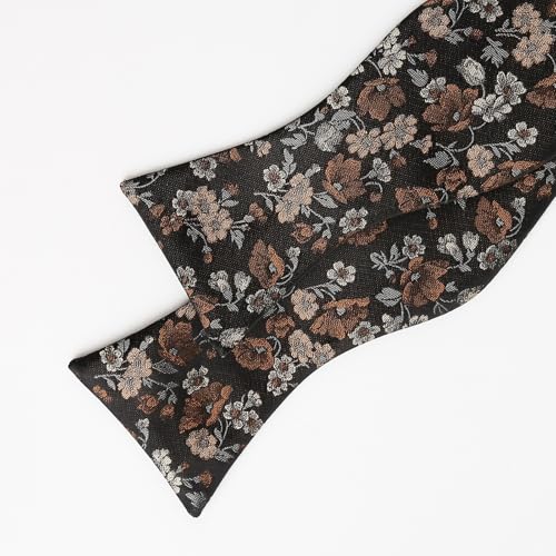 Image of Alizeal Mens 2pcs Floral Bow Tie Set | Self-tied Elegant Pocket Square Set for Wedding