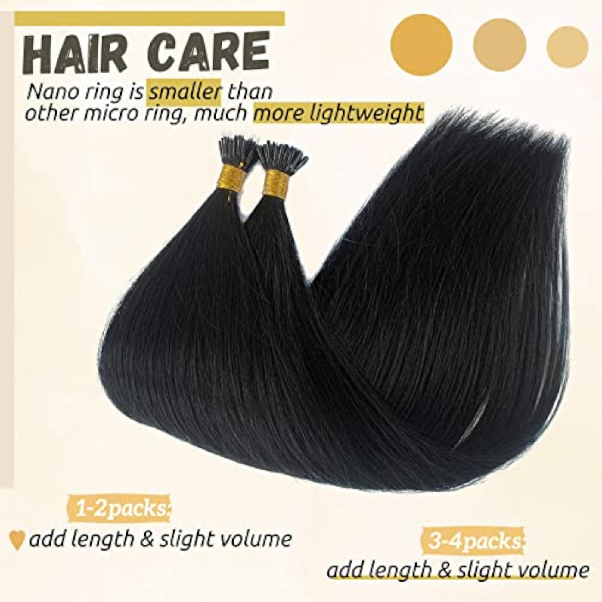 Nano Straight Real Human Hair Extensions for Women, 22 Inch