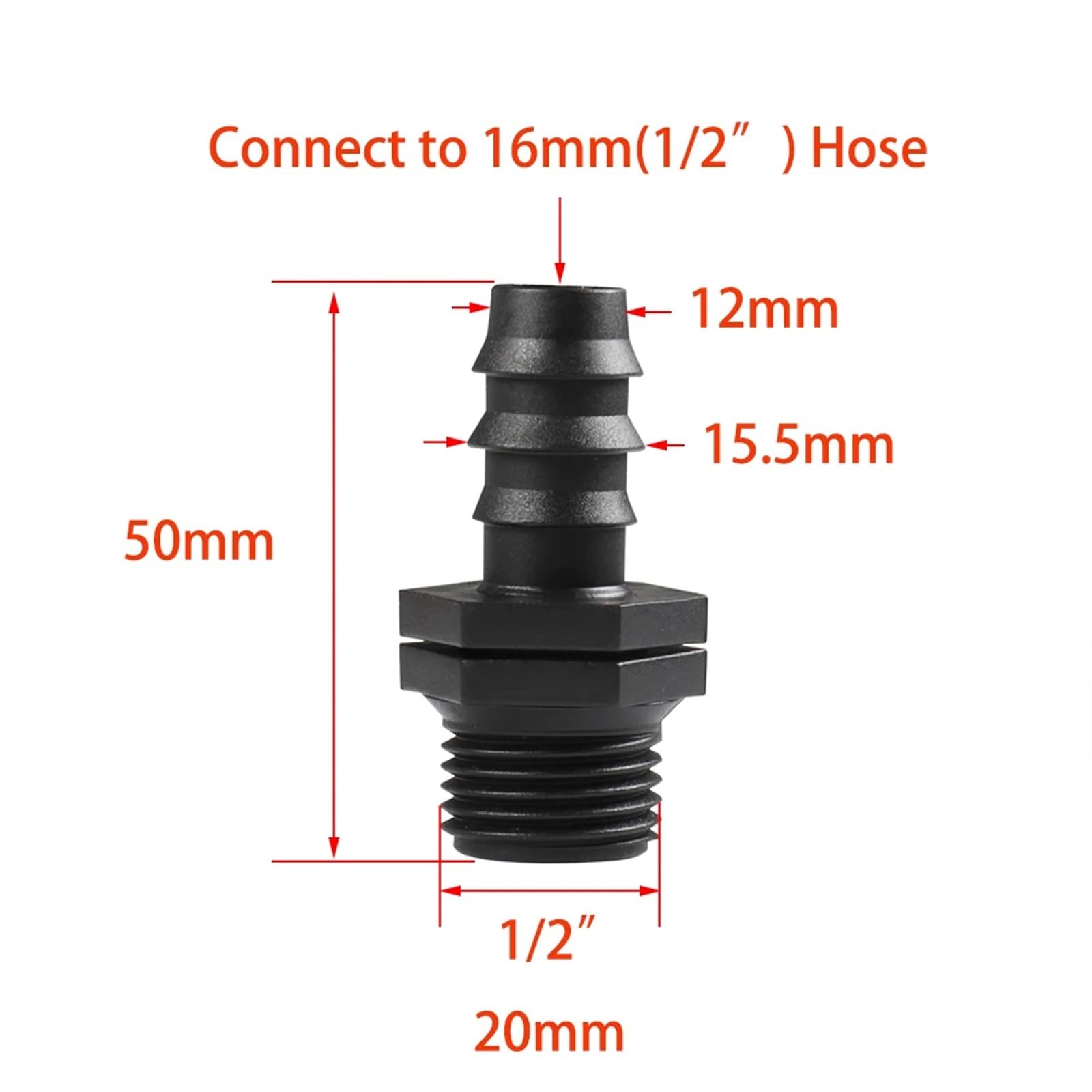 8 connettori per tubo da giardino, 16 mm, 20 mm, 25 mm, filettatura