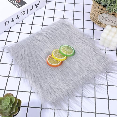 Kunstfell Stoff 4 Stück 25 X 25 cm Quadratisch Kunstfell zum Basteln Flaumig Kunstfellstoff Warmer Fellimitat Stoff Pelzig Plüschstoff Langhaarplüsch Stoff für Kissen Stuhlbezug Weihnachten Dekoration