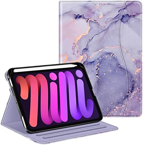 FINTIE Case Compatible with iPad Mini 6th Generation (2021 Model, 8.3-inch), [Multi-Angle Viewing] Folio Smart Stand Cover with Pencil Holder & Pocket, Auto Sleep/Wake, Blossom