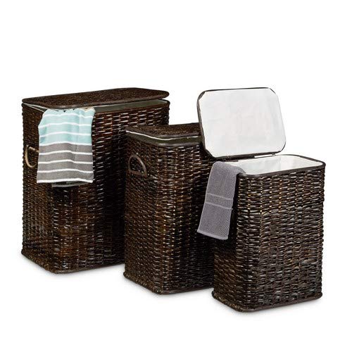 Buy Relaxdays Set of 3 Laundry Basket Rattan Stackable Hampers, 3