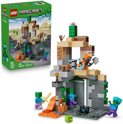 LEGO Minecraft Zombie Dungeon Building & Pretend Play Toy for Boys & Girls - Video Game Playset & Toy Figures for Kids, Ages 8+ - W/Wandering Wastelands Minifigure - Gift Idea for Birthdays - 21587