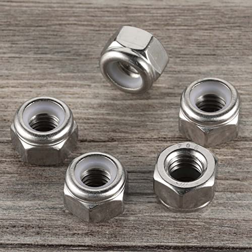 #10-24 Nylon Insert Hex Lock Nuts, 304 Stainless Steel 18-8, Bright Finish, Pack Of 50 #TOP4