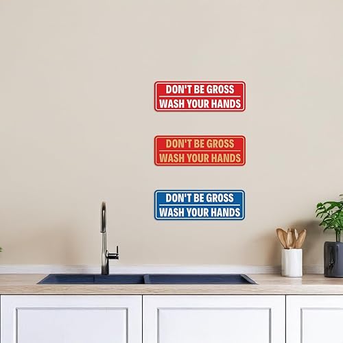 Miniatura 7 de Letrero estándar para puerta o pared, diseño de "Don't Be Gross ("Wash Your Hands"), color negro, mediano