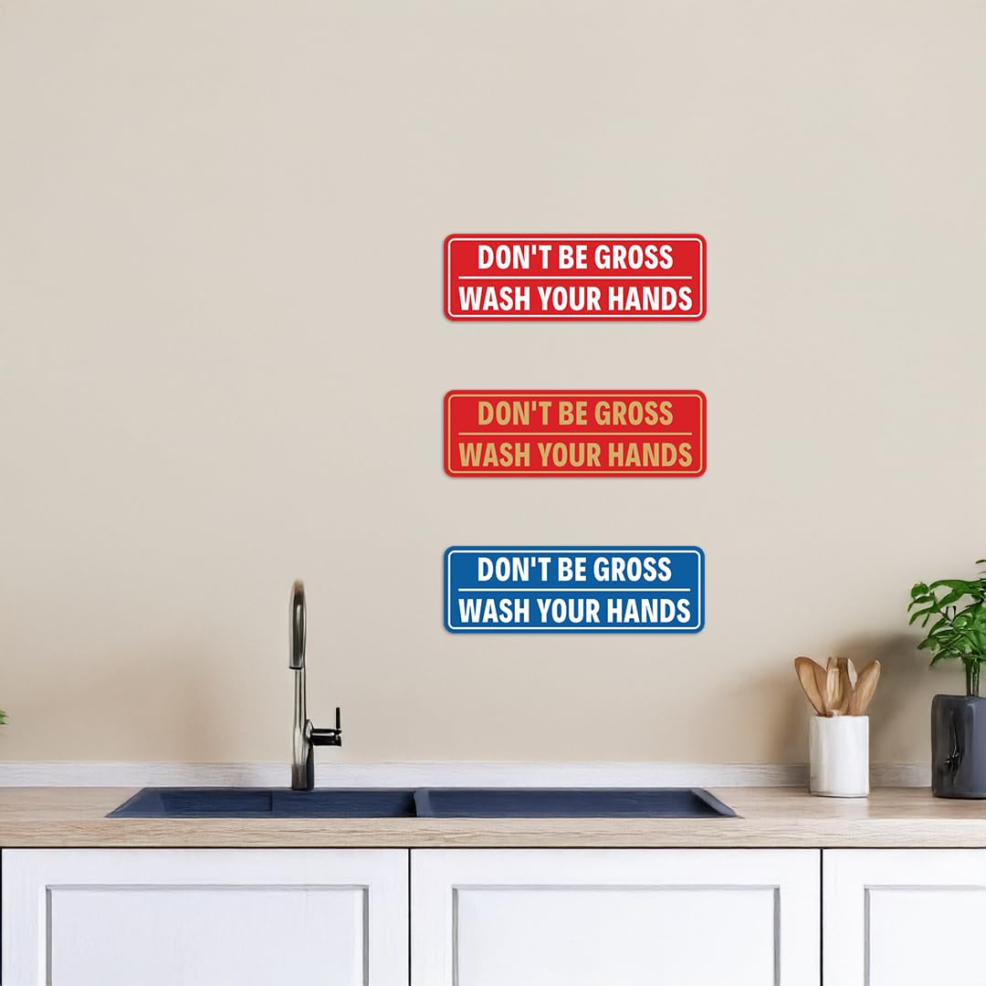 'Don't Be Gross' | Wash Your Hands znak na drzwi/ścianę - szczotkowane złoto - mały