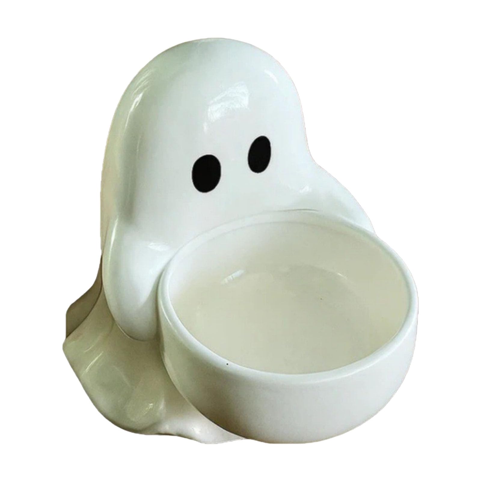 Xjdzineq Ceramic Ghostly Figurine Stand Halloween Themed Decorative Accent Candy Serving Tray for Holiday Table Setting Ghostly Design Ceramic Accent