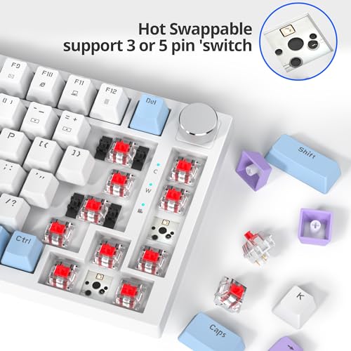 Image of Fogruaden Wired Gaming Keyboard 75 Percent, Hot Swappable, Gasket Mount Creamy Mechanical Keyboard with Knob, Linear Red Switch, RGB Backlit, Sound Absorbing Pads, NKRO Compact TKL Custom Keyboard