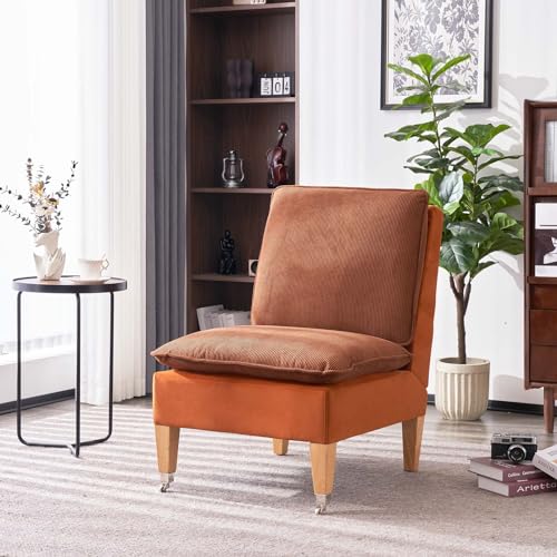 Fiximaster Armloser Sessel, Moderner Lesesessel aus Cordsamt, Loungesessel für Schlafzimmer mit Zwei Rädern, geeignet für Wohnzimmer, Schlafzimmer und Empfangsbereich (karamell) Fiximaster Armloser Sessel, Moderner Lesesessel aus Cordsamt, Loungesessel für Schlafzimmer mit Zwei Rädern, geeignet für Wohnzimmer, Schlafzimmer und Empfangsbereich (karamell)