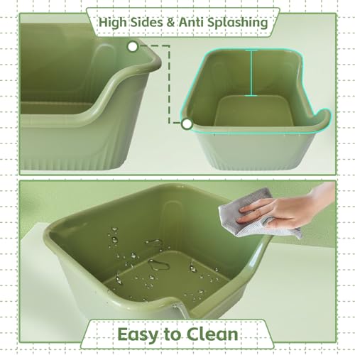 Caja sanitaria para gatos grande de plástico con lados altos miniatura 7