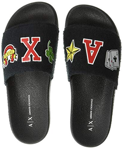 A|X Armani Exchange Women's Rubber Pool Slide Sandal, Black, 36 M EU (5.5 US)