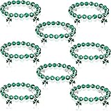 St. Patrick's Day Jewelry St. Patrick's Day Bracelets Crystal Glass Bead Shamrock Jewelry Stretch...