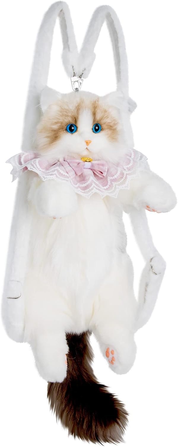 Cute Plush Animal Backpack, Various Modern Shoulder Bags, Crossbody Gifts with Adjustable Straps, Cat Backpack, Medium, Trendy-image-39