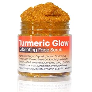 Brightening Turmeric Scrub With Honey, Cinnamon & Vitamin E – Fragrance Free Exfoliating Face Sugar Scrub – For Acne, Hyperpigmentation & Dullness – 3 Ounces