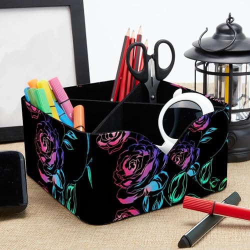 Porte-stylos rectangulaire rose fluo au design moderne et couleur vibrante - 8