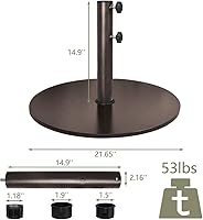 Vista 3 de EliteShade Base redonda para sombrilla de hasta 140 libras de EE. UU., soporte de placa de acero resistente para mercado, patio, exterior, bolsa