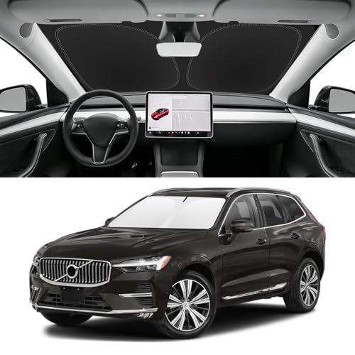 Image of Custom Fit Windshield Sun Shade for Volvo XC60 2018-2026 | Blocks UV Rays and Sun Heat, Helps Reduce Interior Temperature, Protects Dashboard from Fading, Folds Easily for Storage