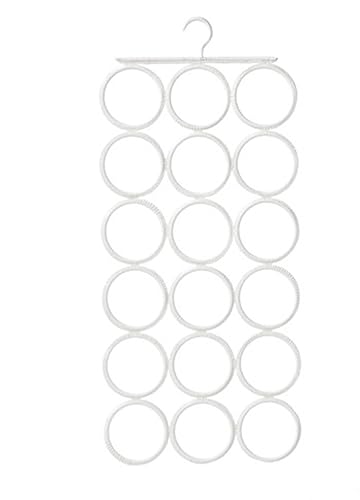 Scarf Ring Hanger, Ties Organizer Rack 28.25", Closet Organizer, Space Saving Hanger for Scarves, Belts, Tank Tops, Accessories - 18 Large Rings (3.5in Wide) White