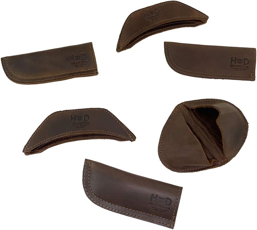 Hide & Drink, Leather Hot Handle Panhandle Potholders - Metal Cast Iron Skillet Grips Double Layered Handmade