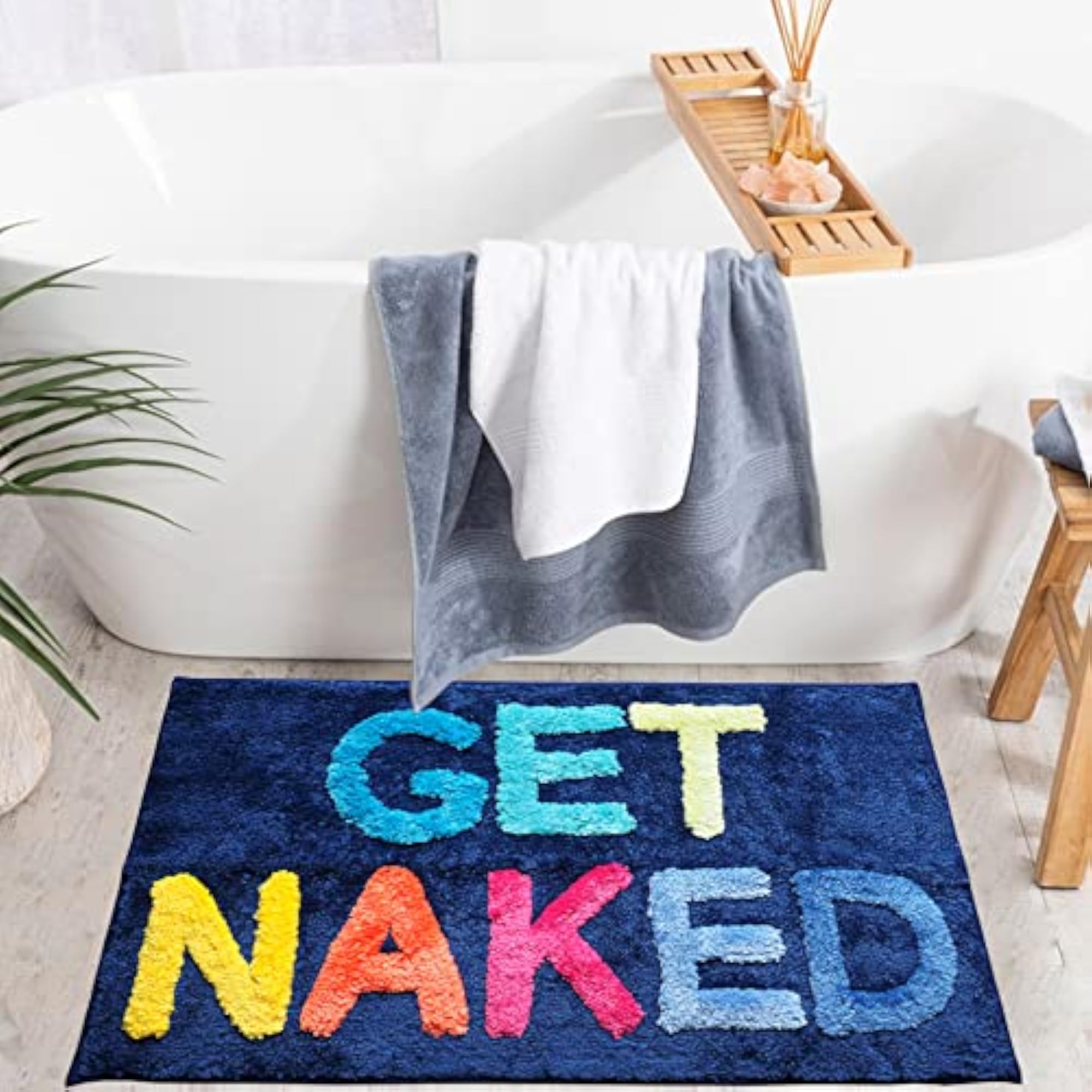 Get Naked Bath Mat, Funny Bathroom Decor