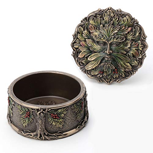 Veronese Design 2 1/2 Inch Green Man Berry Trinket Box Cold Cast Resin Antique Bronze Finish Statue Home Decor #TOP1