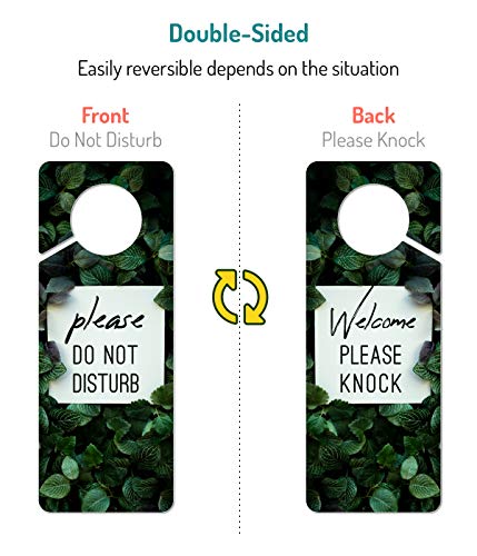 Do Not Disturb Door Hanger Sign, 2 Pack (Printed On Both Sides), 9.3″X3.5″ Pvc Plastic, Please Do Not Disturb Sign For Home, Office, Hotel, Bathroom, Bedroom, Counseling, Therapists, Clinic, Botanical #TOP1