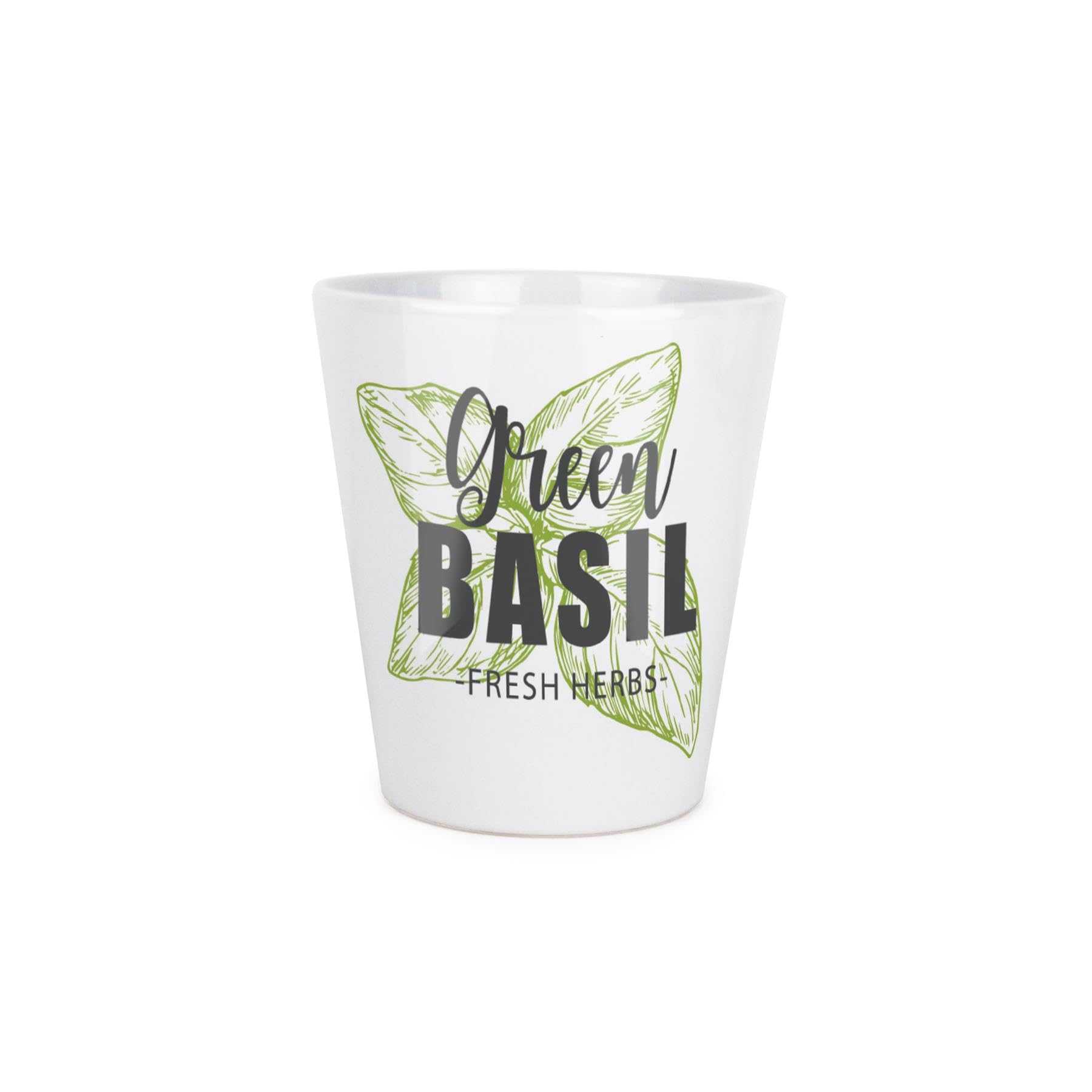 Green Label Herbs Basil Plant Pot - Small Ceramic Plant Pot Gift