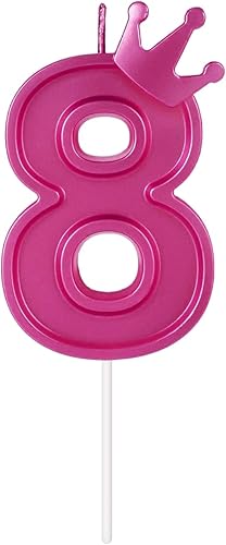 Miniatura 14 de Vela de número de cumpleaños de 3 pulgadas, vela con número 3D con decoración de corona, velas grandes para tartas de cumpleaños, bodas