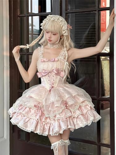 Teens Kawaii Lolita Princess Dress Cute Bow Graduation Holiday Sleeveless Elegant Cocktail Party Ruffle Dresses4