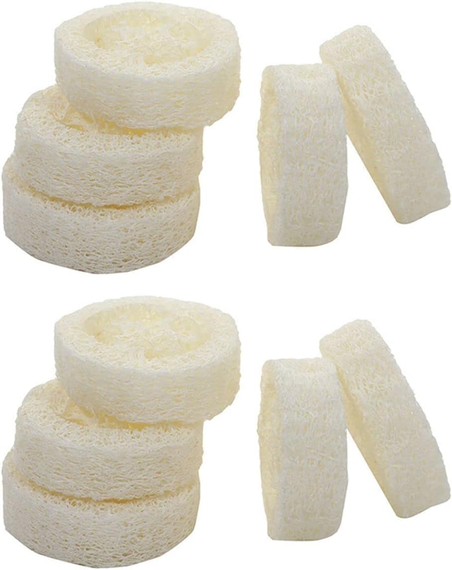 10 Pcs White Natural Loofah Slices for Soap Making, Loofah Exfoliating Body Sponge Scrubber for Skin Care Loofa Soap Supplies Personal Care Bathing
