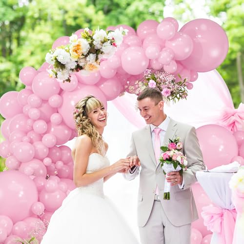 Image of 114pcs Light Pink Balloon Garland Arch kit, 18 12 10 5 inch Pastel Pink Latex Balloons Different Sizes for Engagement Bridal Bachelorette Princess Birthday Party Decorations