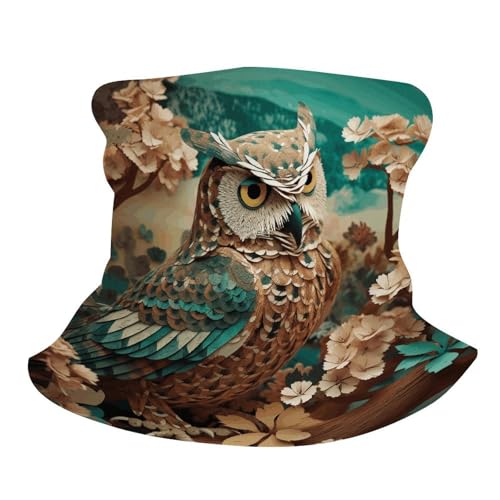Neck Gaiter Face Mask Men Women, Owl2 Face Mask Scart Cover for Dust Wind Sun Protection