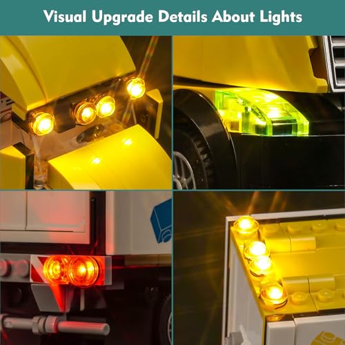 LocoLee LED Light Kit for Lego Yellow Delivery Truck 60440 - No Models Included