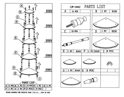 Frenchi Home Furnishing 5-Tier Corner Stand, White #TOP2