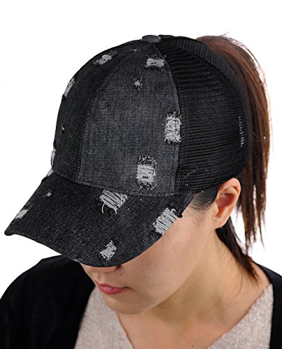 Image of C.C Ponycap Messy High Bun Ponytail Adjustable Mesh Trucker Baseball Cap Hat