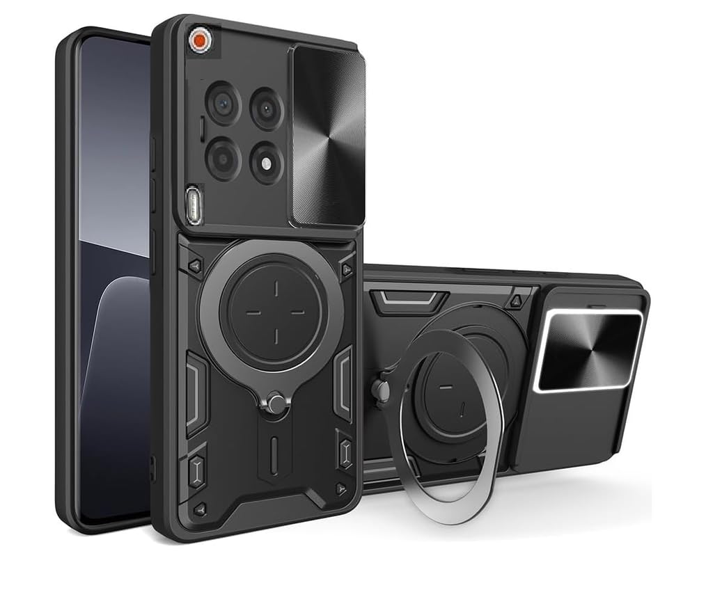 Lustree Back Cover Anti-Drop Case with 360° Metal Bracket and Sliding Camera Protection Case for Tecno Camon 30 Premier - Black (B0D9KF78JL) Amazon Price History, Amazon Price Tracker