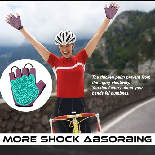 Guante de ciclimo medio dedo uniex empuñadura acolchada palma bicicleta verano montar MTB guante de bicicleta para hombre mujere antidelizante in dedo corto paeo en bicicleta de montaña deporte - imagen 4