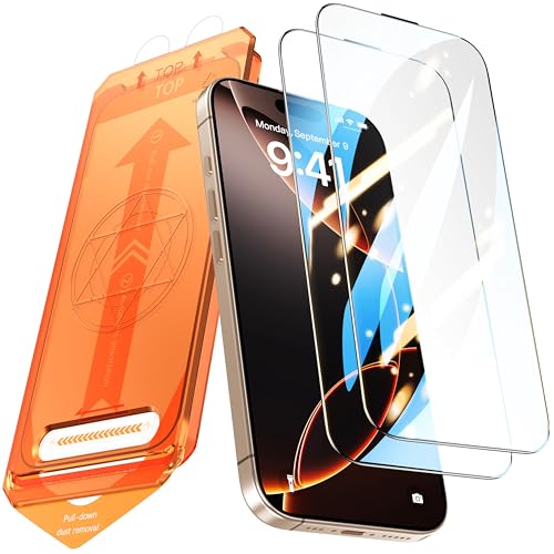 Image of 2 Pack for iPhone 16 / iPhone 15 Screen Protector, [9H Hardness] Tempered-Glass Screen Protector with Auto-Alignment Kit, HD Clear, Scratch Resistant