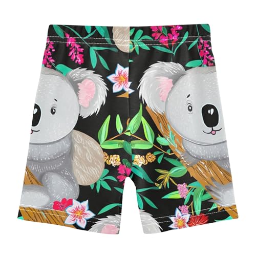 Girls Biker Shorts Toddlers Cotton Shorts Under Dresses Cute Koalas Branches Colorful Flowers Leaves Summer Outfits 4t2