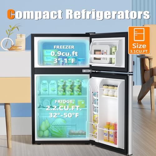 Antarctic Star F5890GREY Compact Mini Refrigerator Grey Separate Freezer thumb #1